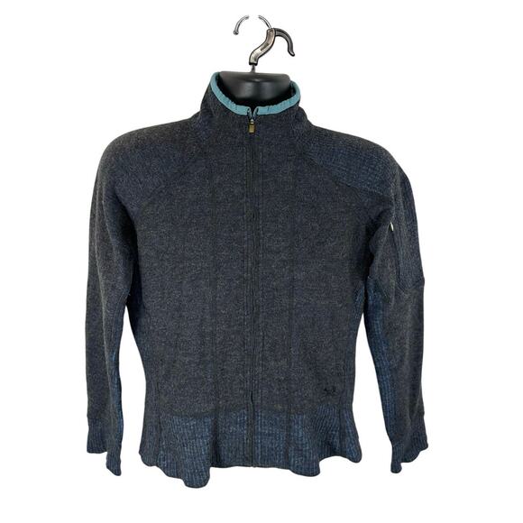 Mountain Hardwear Wool Blend Baselayer Full Zip Jacket Grey Blue Medium Fitted - Picture 1 of 9
